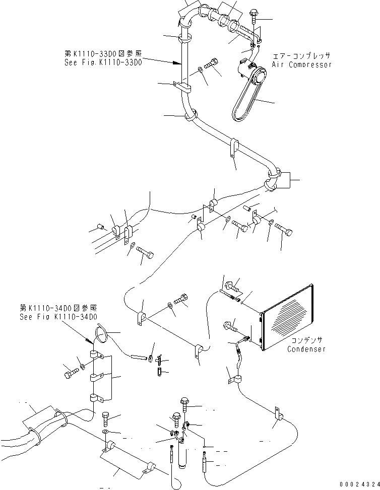Схема запчастей Komatsu PC210NLC-7K - КОНДИЦ. ВОЗДУХА (ШЛАНГИ)(№K77-) КАБИНА ОПЕРАТОРА И СИСТЕМА УПРАВЛЕНИЯ