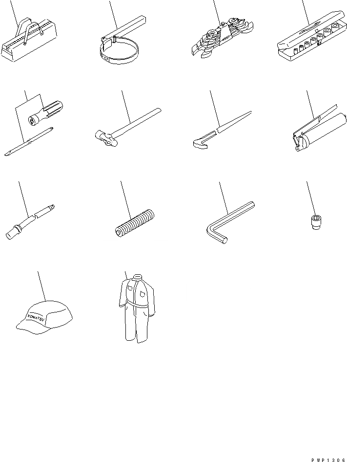 Схема запчастей Komatsu PC210NLC-7K - ИНСТРУМЕНТ(№K-K) АКСЕССУАРЫ