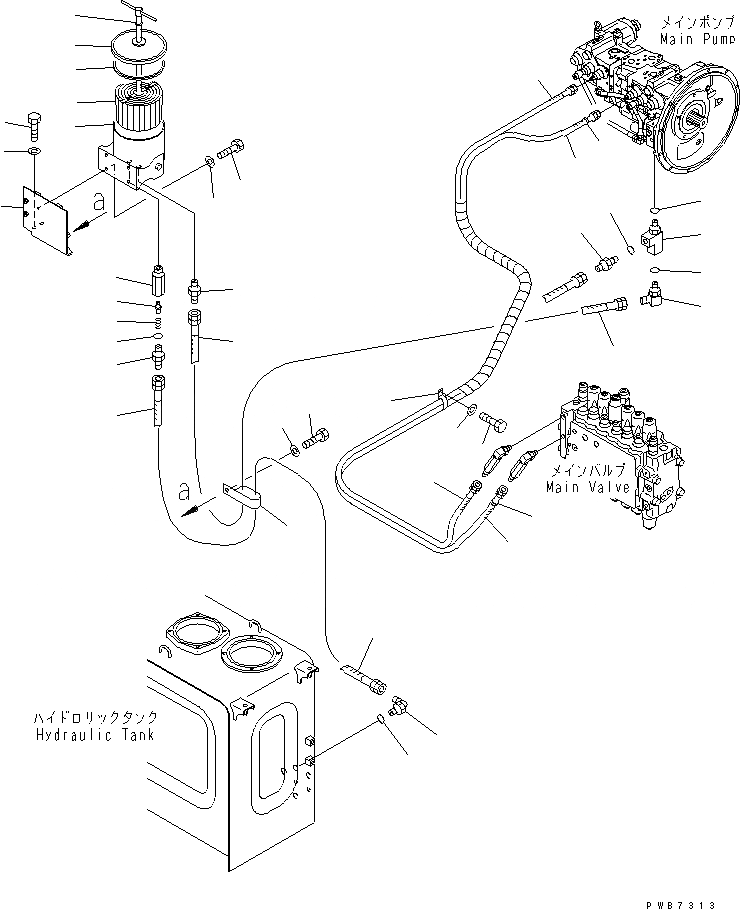 Схема запчастей Komatsu PC220-6Z - ЛИНИЯ LS(С BY-PASS ФИЛЬТР.)(№8-8) ГИДРАВЛИКА