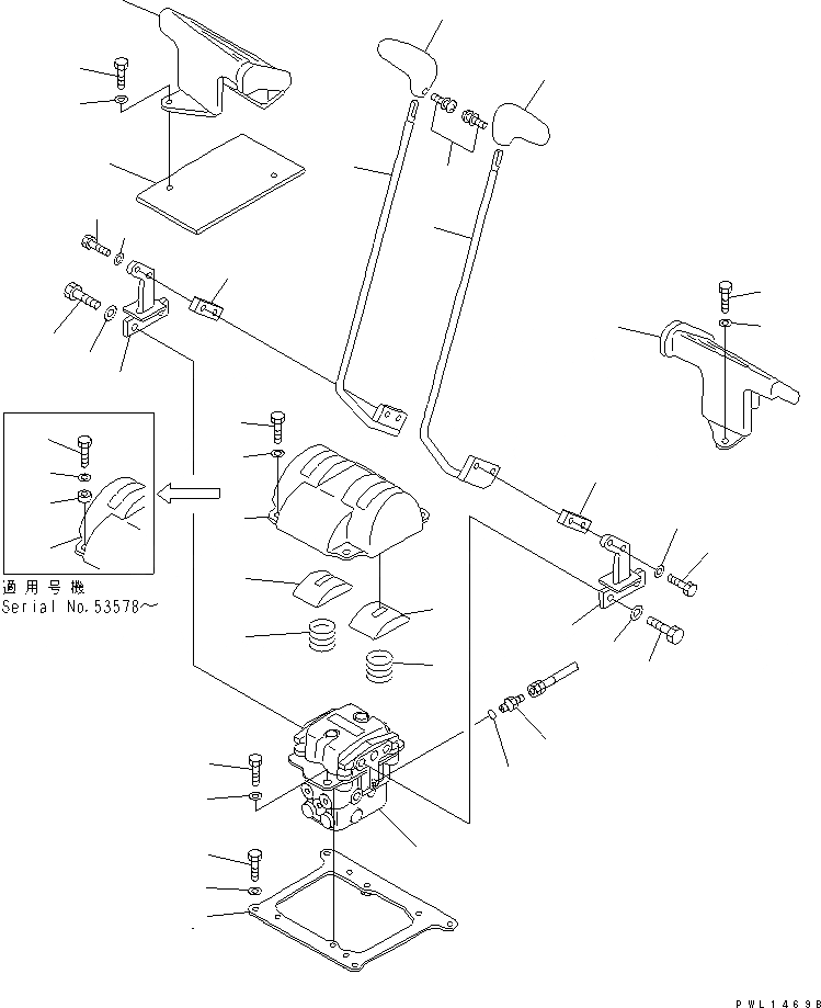 Схема запчастей Komatsu PC220-6Z - ОСНОВН. КОНСТРУКЦИЯ (РЫЧАН УПРАВЛ-Я ХОДОМ) (БЕЗ ПЕДАЛИ)(№8-98) КАБИНА ОПЕРАТОРА И СИСТЕМА УПРАВЛЕНИЯ
