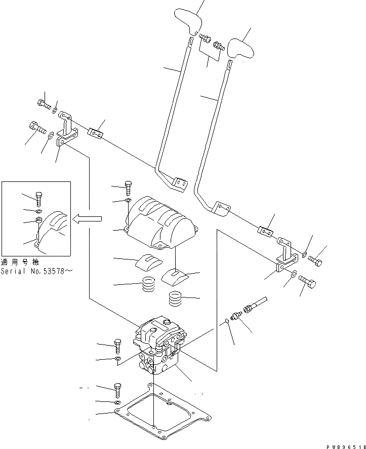 Схема запчастей Komatsu PC220-6Z - ОСНОВН. КОНСТРУКЦИЯ (РЫЧАН УПРАВЛ-Я ХОДОМ) (БЕЗ ПЕДАЛИ) ( АКТУАТОР)(№8-98) КАБИНА ОПЕРАТОРА И СИСТЕМА УПРАВЛЕНИЯ