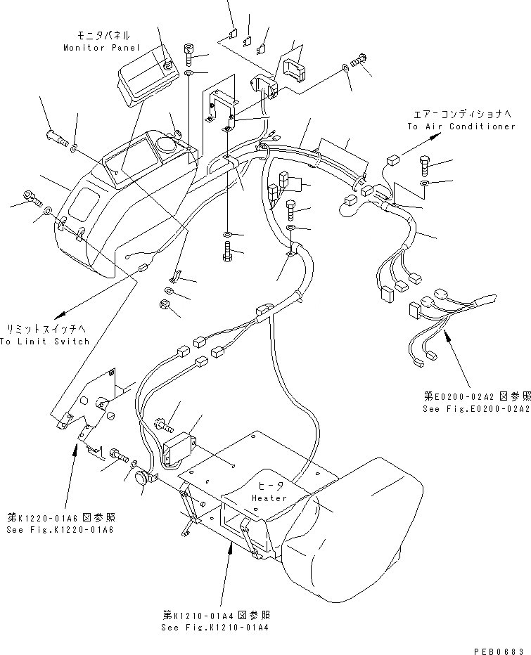 Схема запчастей Komatsu PC220-6Z - ПРАВ. СТОЙКА (ПАНЕЛЬ И ПРОВОДКА) (С ОБОГРЕВ-ЛЕМ)(№-8) КАБИНА ОПЕРАТОРА И СИСТЕМА УПРАВЛЕНИЯ