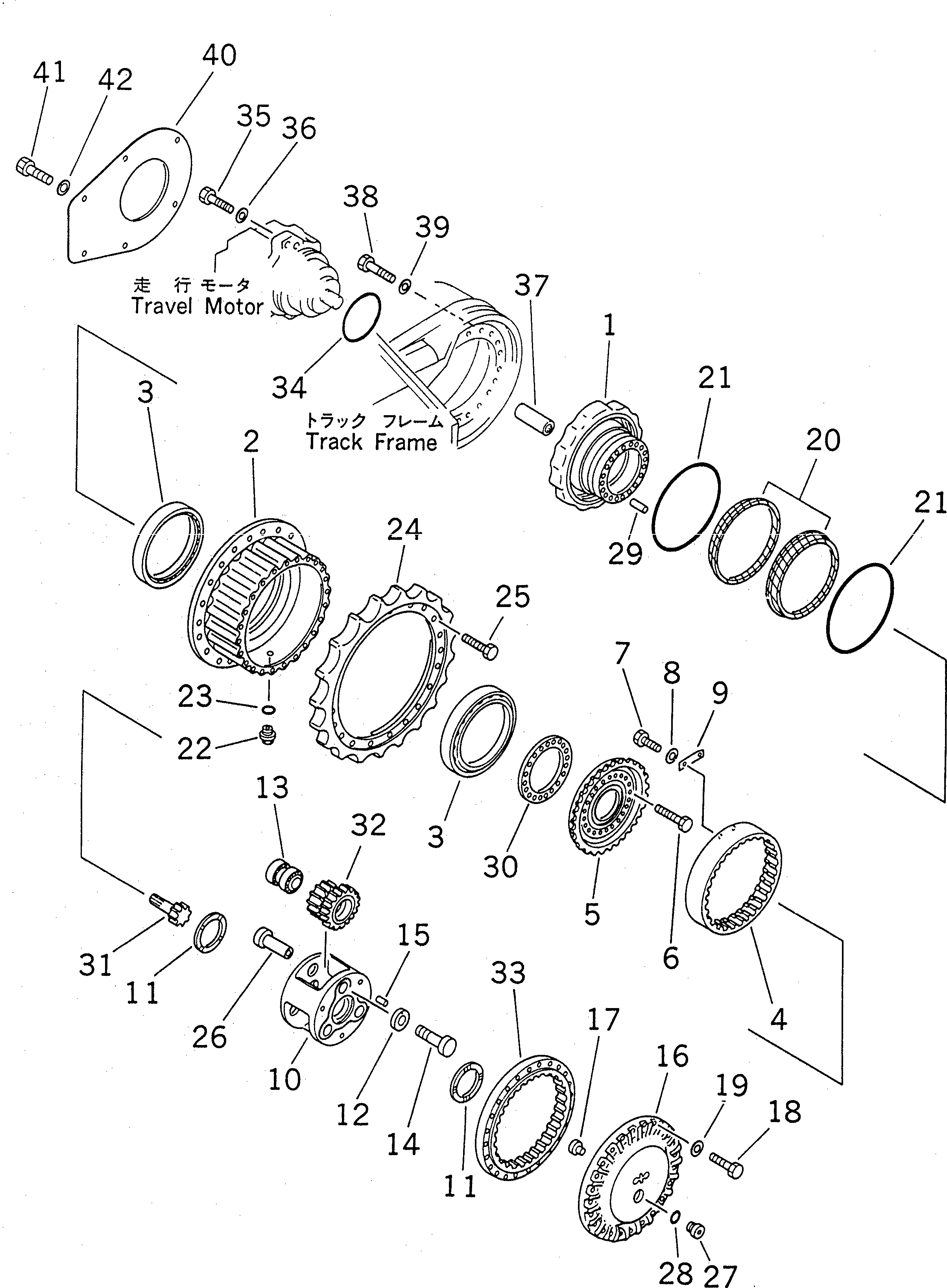 Схема запчастей Komatsu PC220-6Z - КОНЕЧНАЯ ПЕРЕДАЧА (СКОРОСТЬ ДВИЖЕНИЯ 1)(№-77) НИЖНЯЯ ГИДРОЛИНИЯ И ЛИНИЯ ХОДА