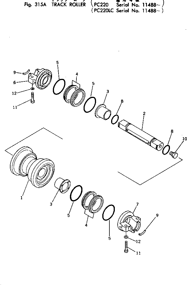 Схема запчастей Komatsu PC220-2 - ОПОРНЫЙ КАТОК(№88-) ХОДОВАЯ
