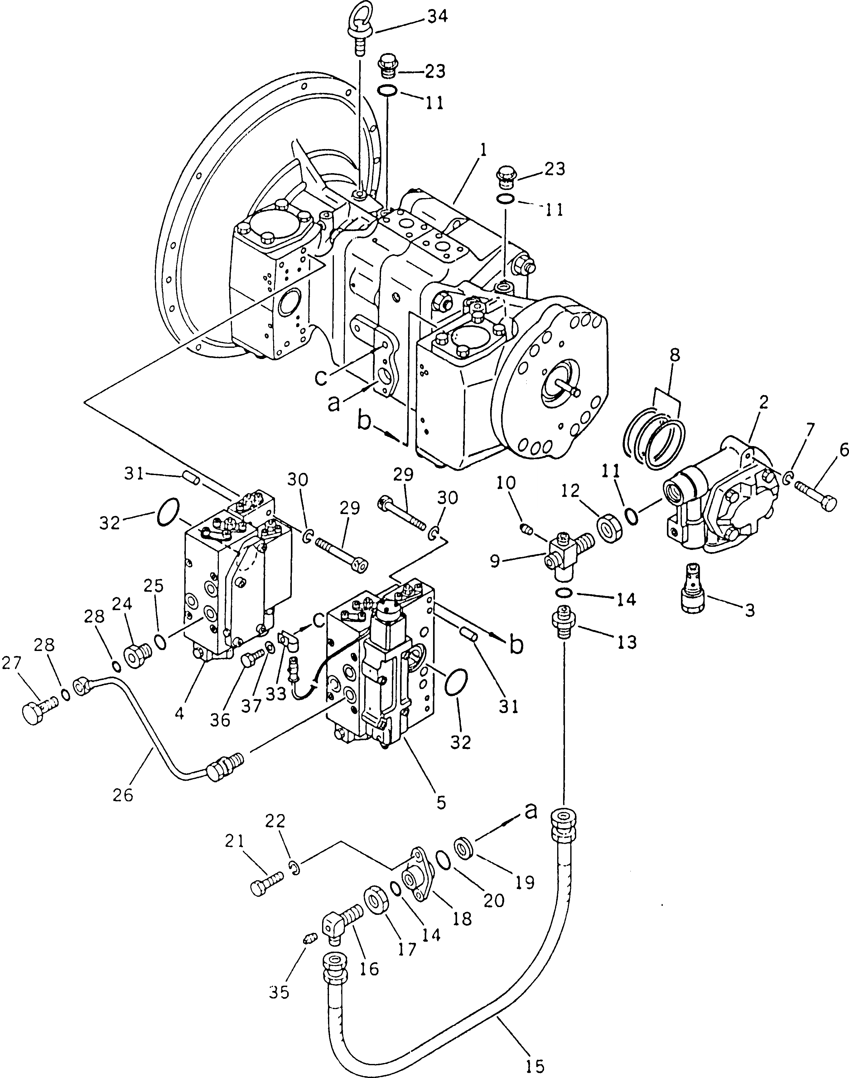 Схема запчастей Komatsu PC220-3 - ГИДРАВЛ ПОРШЕНЬ НАСОС (/) (С -STAGE SELECTOR MODE OLSS) УПРАВЛ-Е РАБОЧИМ ОБОРУДОВАНИЕМ