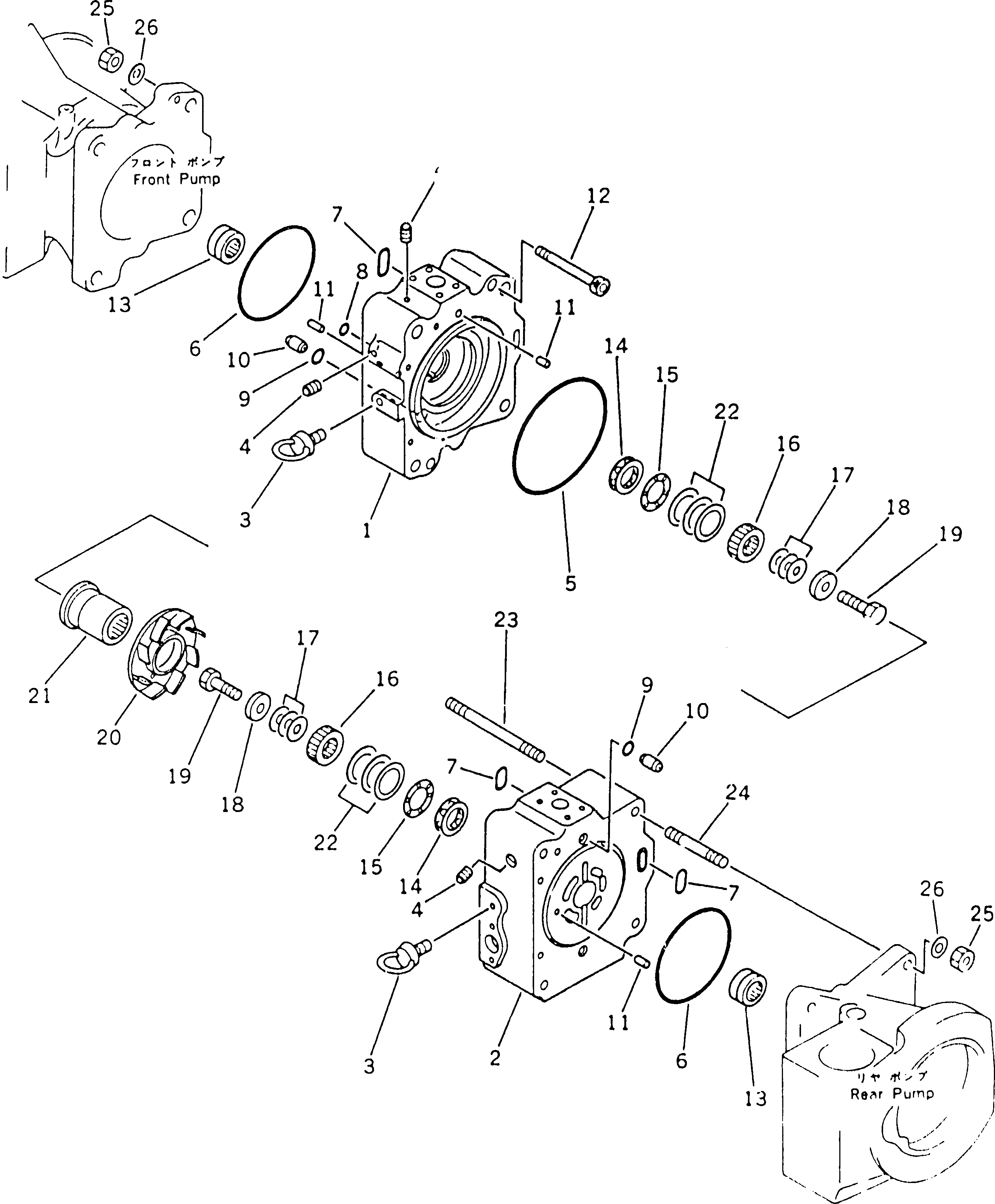 Схема запчастей Komatsu PC220-3 - ГИДРАВЛ ПОРШЕНЬ НАСОС (/) (С -STAGE SELECTOR MODE OLSS) УПРАВЛ-Е РАБОЧИМ ОБОРУДОВАНИЕМ