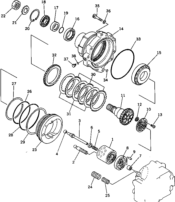 Схема запчастей Komatsu PC220-3 - МОТОР ХОДА (/) ХОД И КОНЕЧНАЯ ПЕРЕДАЧА
