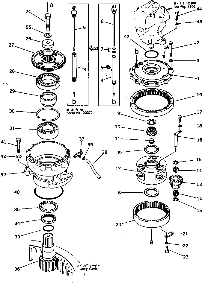 Схема запчастей Komatsu PC220-3 - МЕХАНИЗМ ПОВОРОТА(№-) ПОВОРОТН. И СИСТЕМА УПРАВЛЕНИЯ