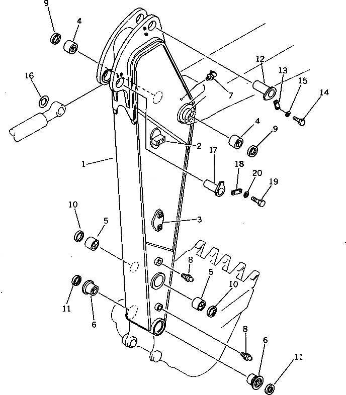 Схема запчастей Komatsu PC220-3 - КОРОТК. РУКОЯТЬ¤ MM РАБОЧЕЕ ОБОРУДОВАНИЕ