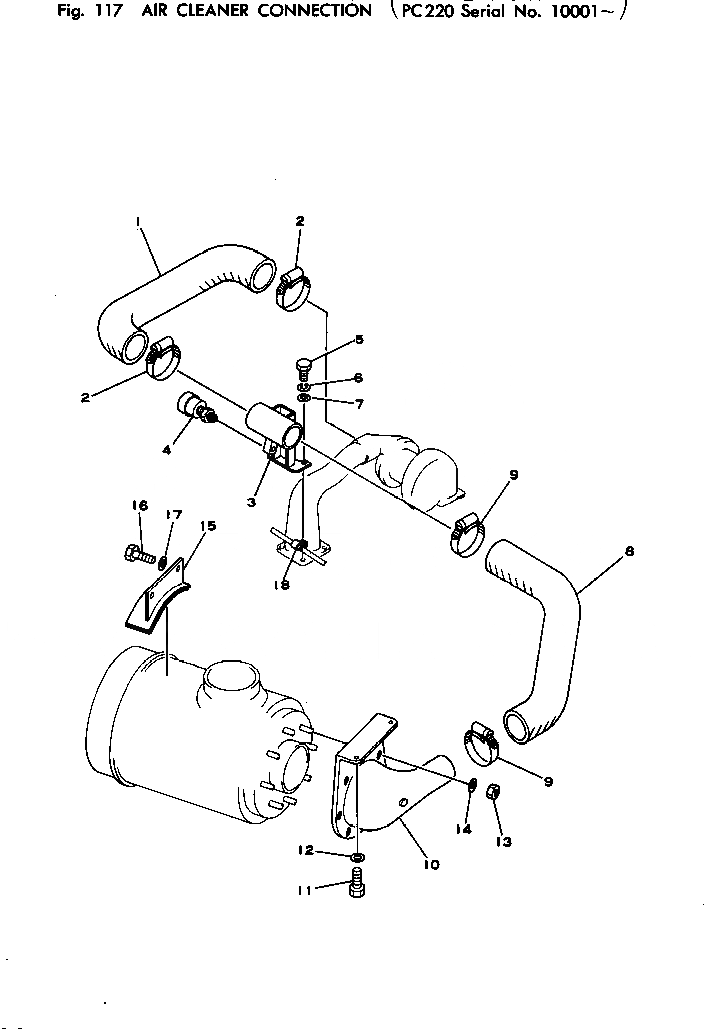 Схема запчастей Komatsu PC220-1 - ВОЗДУХООЧИСТИТЕЛЬ СОЕДИН-Е КОМПОНЕНТЫ ДВИГАТЕЛЯ И ЭЛЕКТРИКА