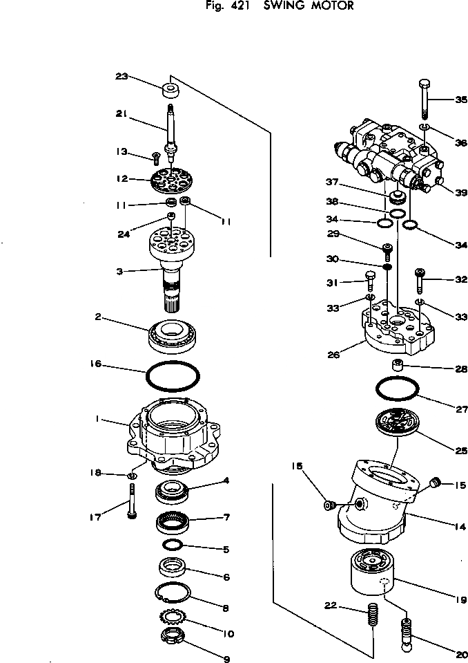 Схема запчастей Komatsu PC220-1 - МОТОР ПОВОРОТА ПОВОРОТН. И СИСТЕМА УПРАВЛЕНИЯS