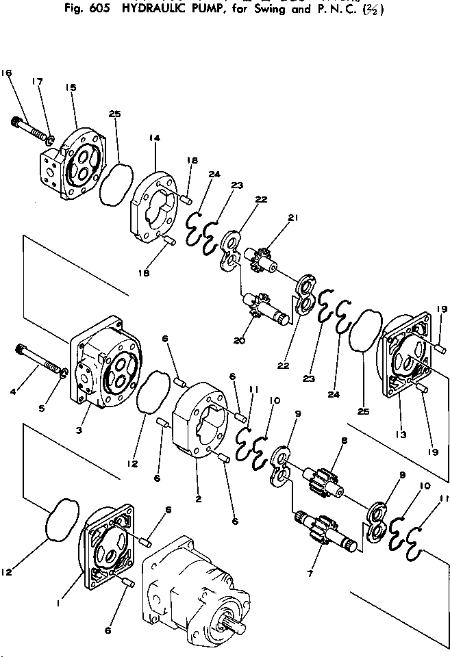 Схема запчастей Komatsu PC220-1 - ГИДР. НАСОС.¤ ДЛЯ ПОВОРОТН. И P.N.C (/) УПРАВЛ-Е РАБОЧИМ ОБОРУДОВАНИЕМ