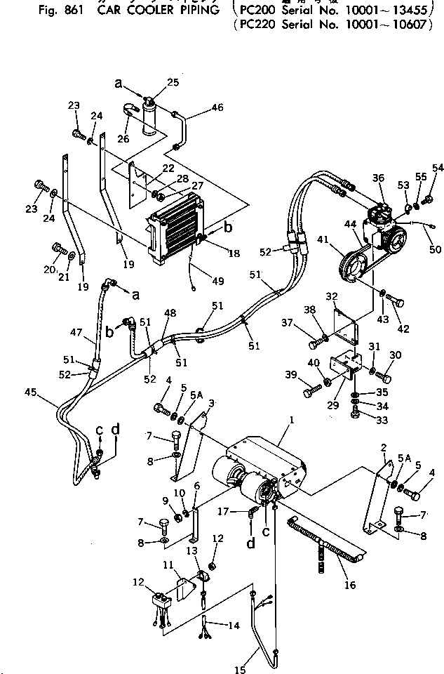 Схема запчастей Komatsu PC220-1 - CAR ЛИНИЯ ОХЛАЖДЕНИЯ(№-) ОПЦИОННЫЕ КОМПОНЕНТЫ