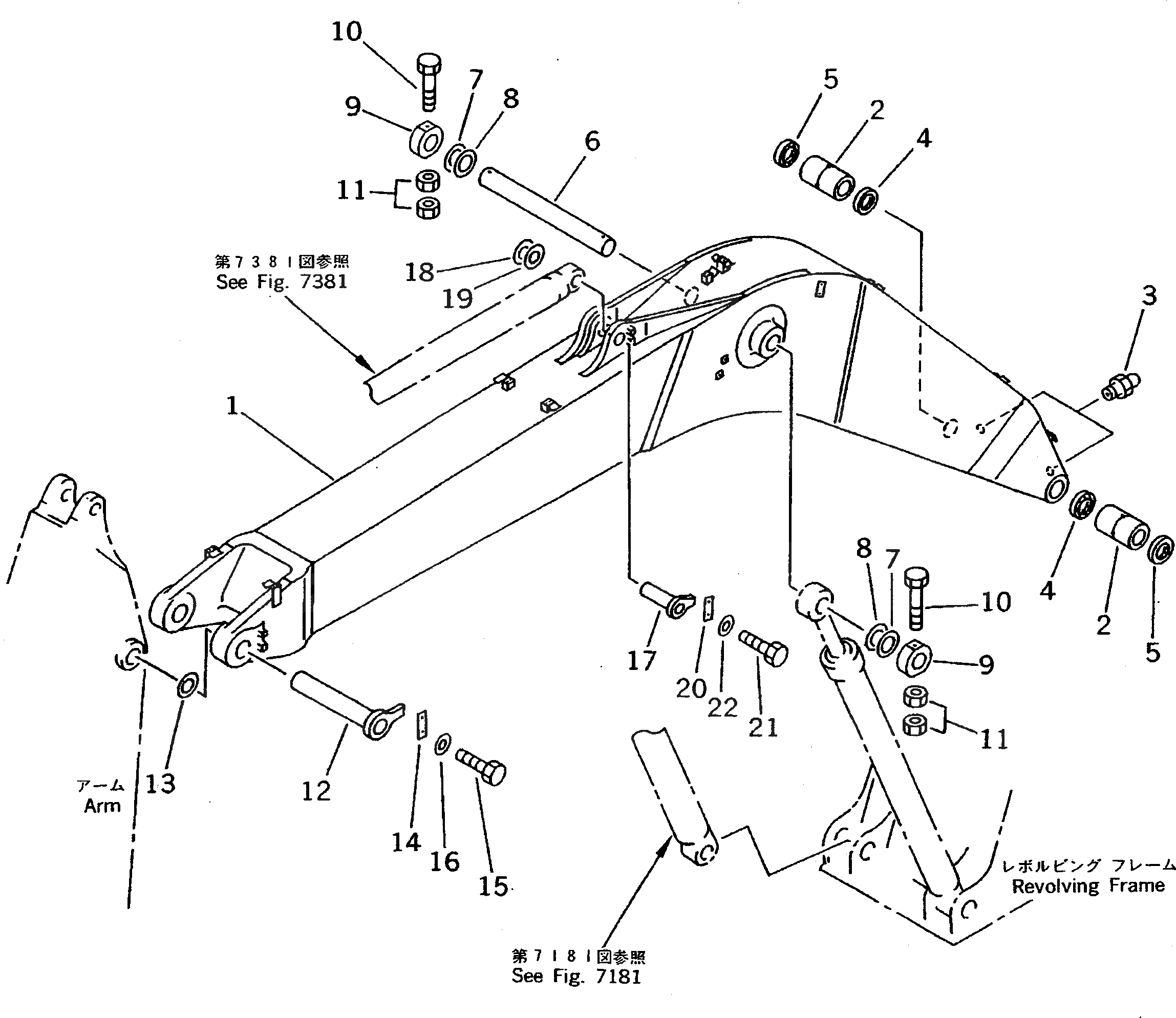 Схема запчастей Komatsu PC220-5C - СТРЕЛА(№-) РАБОЧЕЕ ОБОРУДОВАНИЕ (ЭКСКАВАТ.)