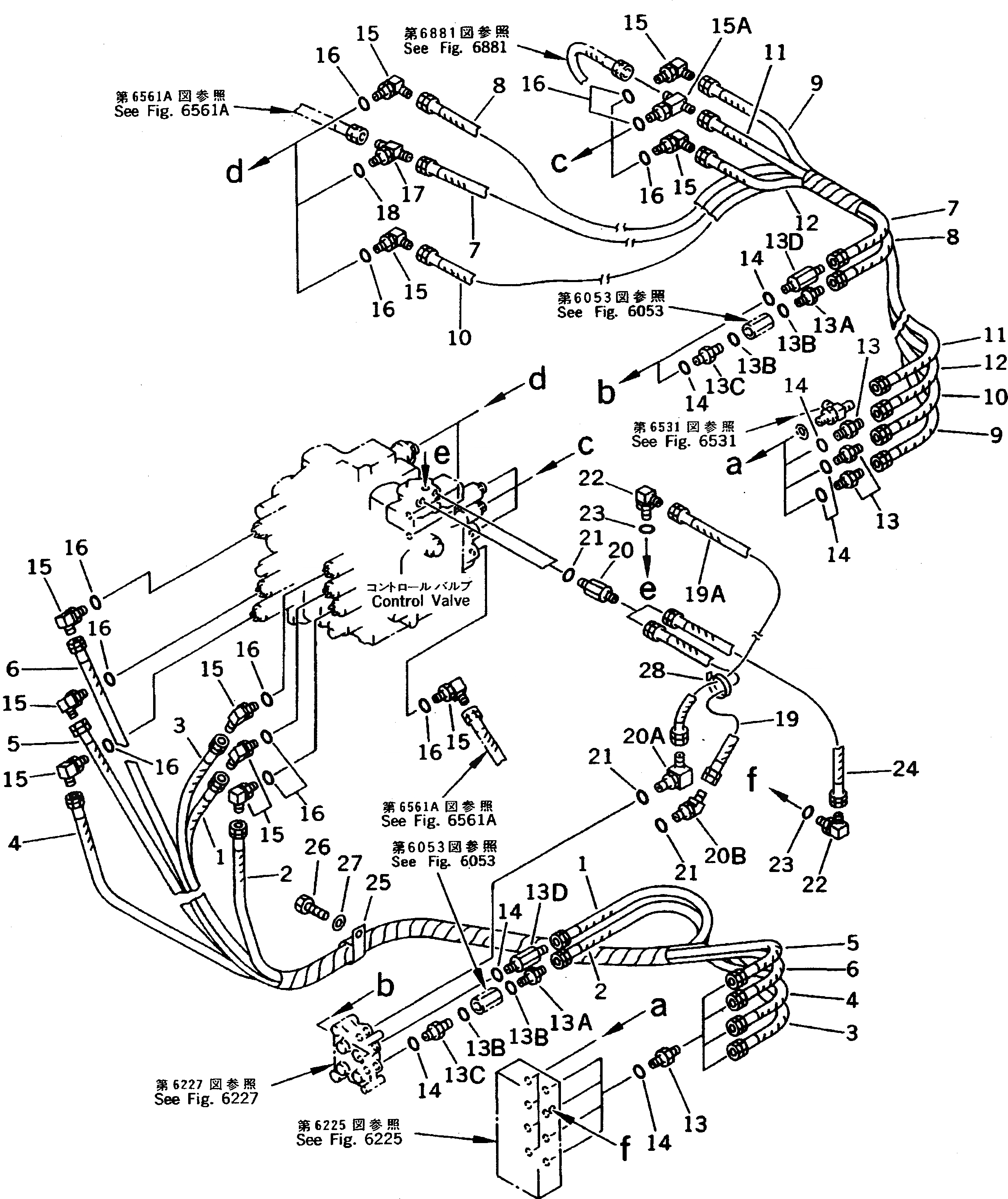 Схема запчастей Komatsu PC220-5 - КЛАПАН PPCТРУБЫ (РАСПРЕДЕЛИТ. КЛАПАН TO/FROM УПРАВЛЯЮЩ. КЛАПАН)      (С ЦИЛИНДР СТОПОРН. КЛАПАН)(REXROTH)(№-) УПРАВЛ-Е РАБОЧИМ ОБОРУДОВАНИЕМ