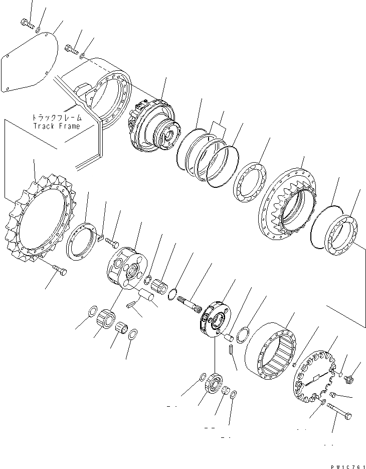 Схема запчастей Komatsu PC220-7 - КОНЕЧНАЯ ПЕРЕДАЧА (МОРОЗОУСТОЙЧИВ. СПЕЦИФ-Я)(№-) НИЖНЯЯ ГИДРОЛИНИЯ И ЛИНИЯ ХОДА