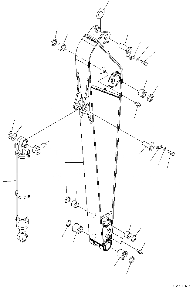 Схема запчастей Komatsu PC220-7 - РУКОЯТЬ (.M) (УСИЛ.) (СИСТЕМА СМАЗКИ 100 ЧАС.)(№-) РАБОЧЕЕ ОБОРУДОВАНИЕ