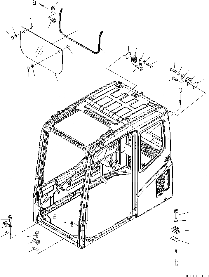 Схема запчастей Komatsu PC220-7-AA - ОСНОВН. КОНСТРУКЦИЯ (КАБИНА) (ПЕРЕДН. НИЖН. ОКНА)(№-) КАБИНА ОПЕРАТОРА И СИСТЕМА УПРАВЛЕНИЯ