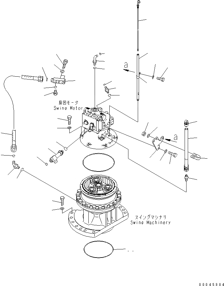Схема запчастей Komatsu PC220-8 - МЕХАНИЗМ ПОВОРОТА (GAUGE И ДРЕНАЖН. ТРУБЫ)(№7-7) ПОВОРОТН. КРУГ И КОМПОНЕНТЫ