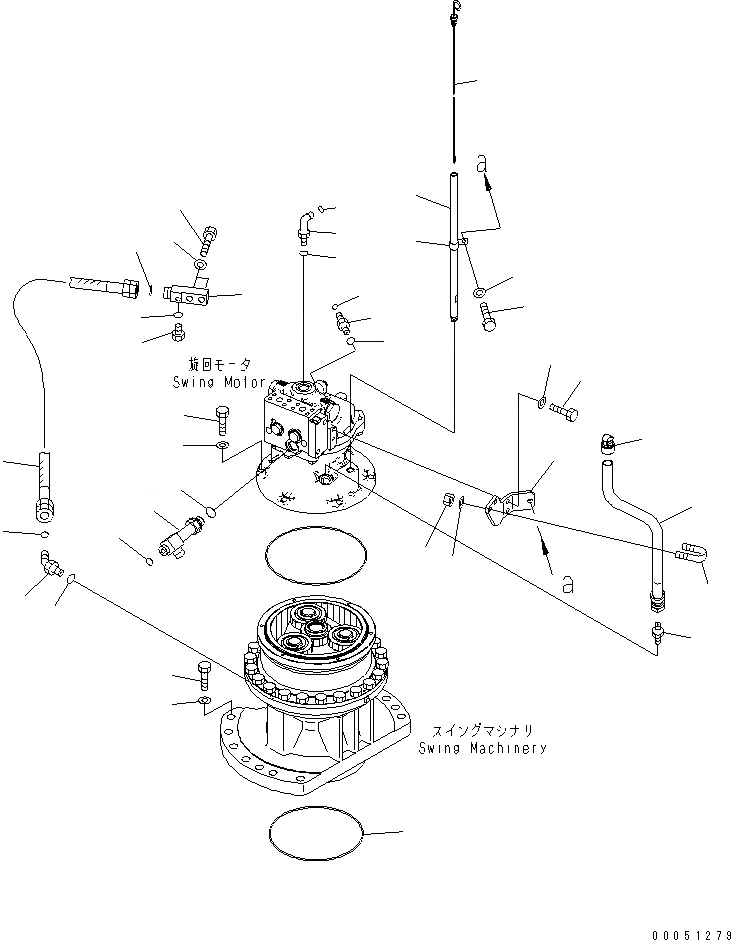Схема запчастей Komatsu PC220-8 - МЕХАНИЗМ ПОВОРОТА (GAUGE И ДРЕНАЖН. ТРУБЫ)(№7-79) ПОВОРОТН. КРУГ И КОМПОНЕНТЫ