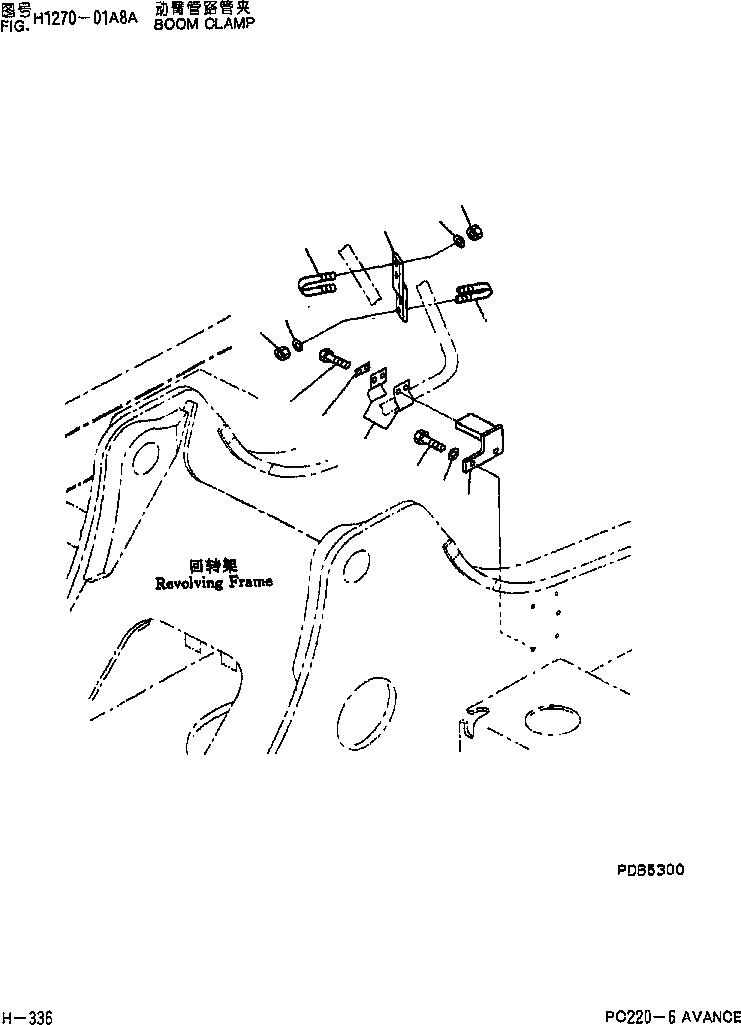 Схема запчастей Komatsu PC220-6 - ГИДРОЛИНИЯ СТРЕЛЫ КРЕПЛЕНИЕ H [ГИДРАВЛИКА]