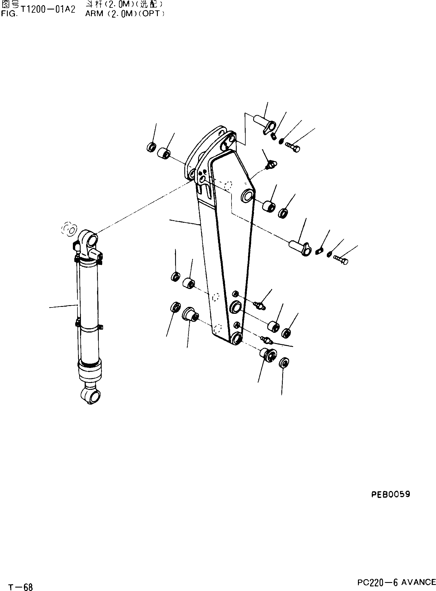 Схема запчастей Komatsu PC220-6 - РУКОЯТЬ(.M)(ОПЦИОНН.) T [РАБОЧЕЕ ОБОРУДОВАНИЕ]