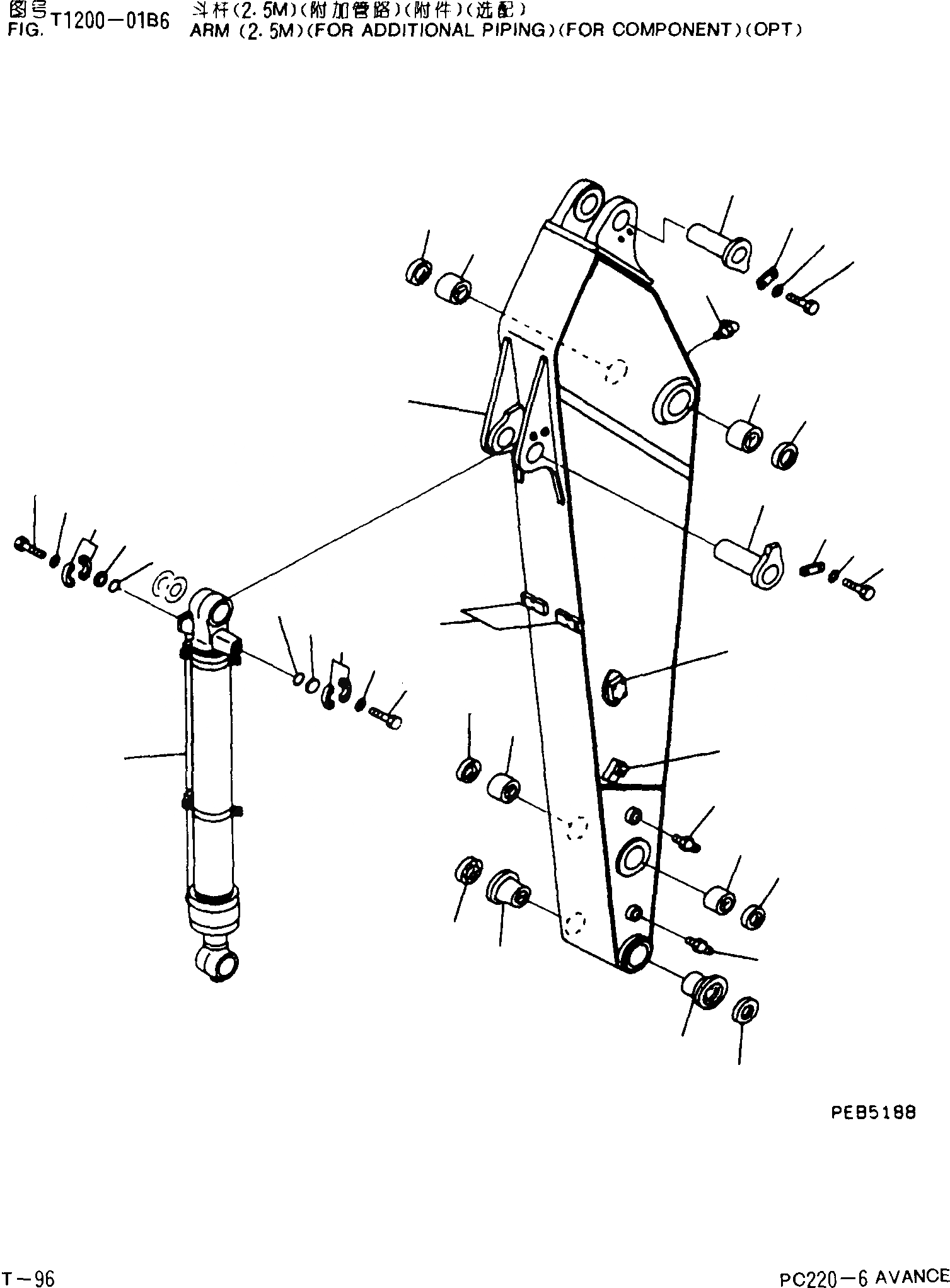 Схема запчастей Komatsu PC220-6 - РУКОЯТЬ(.M)(С ДОПОЛН. ГИДРОЛИНИЕЙ)(ДЛЯ COMPONENT)(ОПЦИОНН.) T [РАБОЧЕЕ ОБОРУДОВАНИЕ]