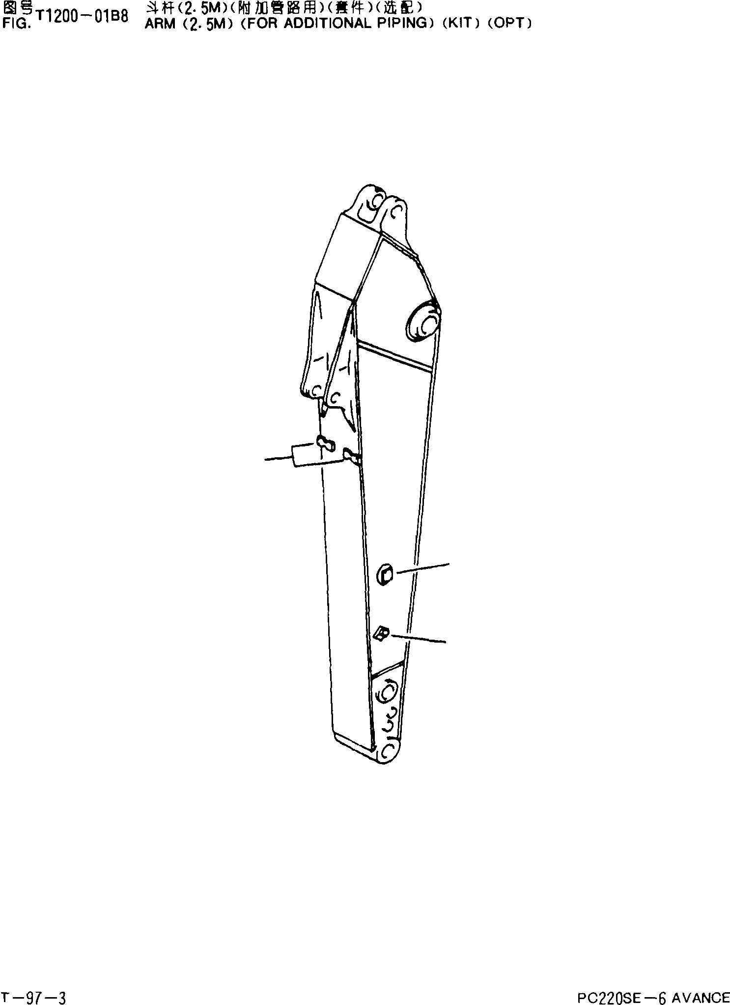 Схема запчастей Komatsu PC220-6 - РУКОЯТЬ(.M)(С ДОПОЛН. ГИДРОЛИНИЕЙ)(КОМПЛЕКТ)(ОПЦИОНН.) T [РАБОЧЕЕ ОБОРУДОВАНИЕ]