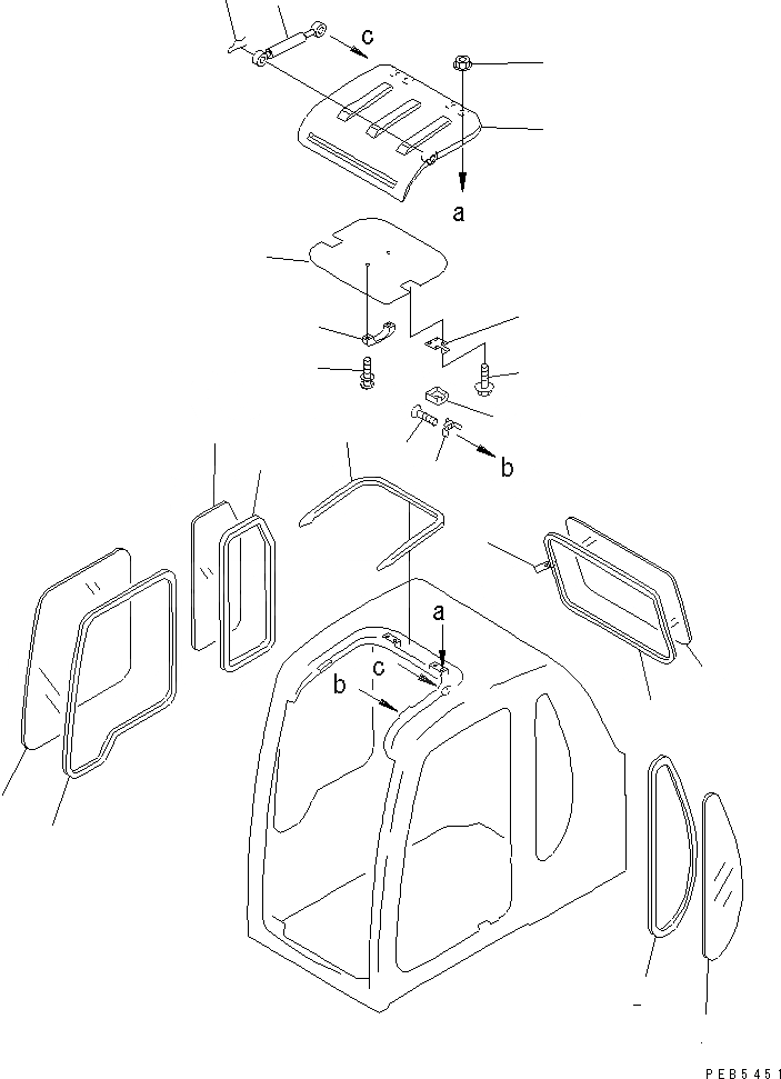 Схема запчастей Komatsu PC220LC-6Z - КАБИНА (ОКНА И ВЕНТИЛЯТОР В КРЫШЕ)(№8-) КАБИНА ОПЕРАТОРА И СИСТЕМА УПРАВЛЕНИЯ