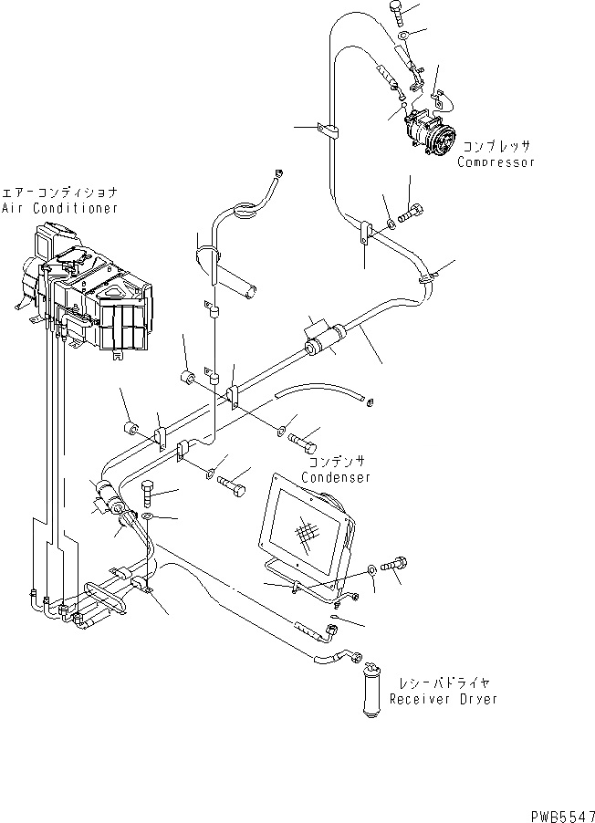 Схема запчастей Komatsu PC220LC-6Z - КОНДИЦ. ВОЗДУХА (ЛИНИЯ ОХЛАЖДЕНИЯ)(№8-) КАБИНА ОПЕРАТОРА И СИСТЕМА УПРАВЛЕНИЯ