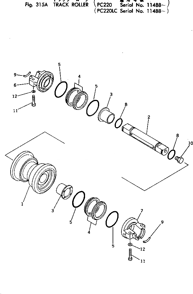 Схема запчастей Komatsu PC220LC-2 - ОПОРНЫЙ КАТОК(№88-) ХОДОВАЯ
