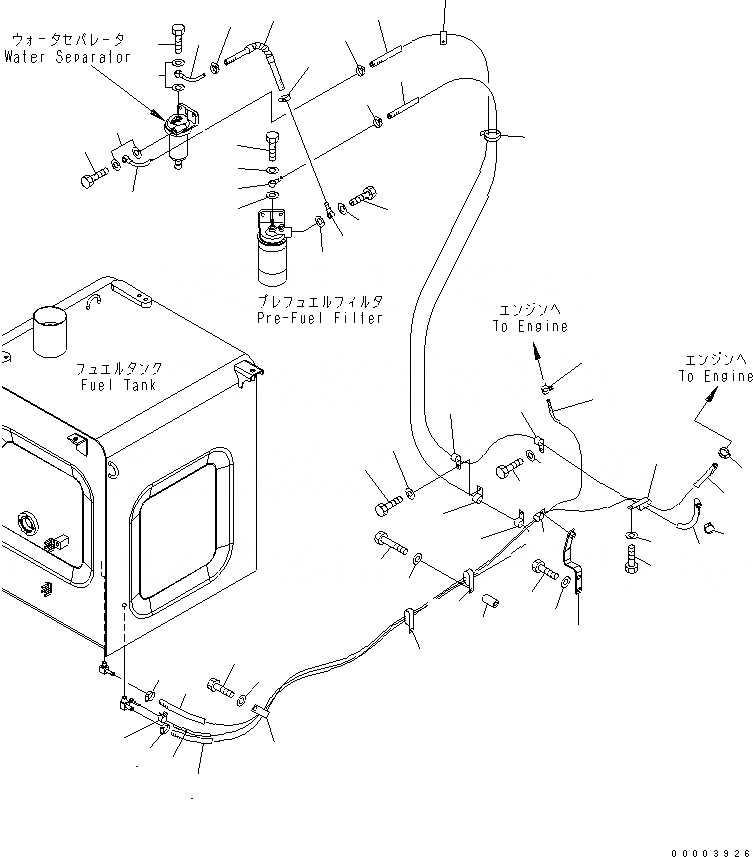 Схема запчастей Komatsu PC220LC-7 - ТОПЛИВНАЯ ЛИНИЯ (С ТОПЛИВН. ПРЕФИЛЬТРОМ И ВОДООТДЕЛИТЕЛЕМ)(№8-) ТОПЛИВН. БАК. AND КОМПОНЕНТЫ