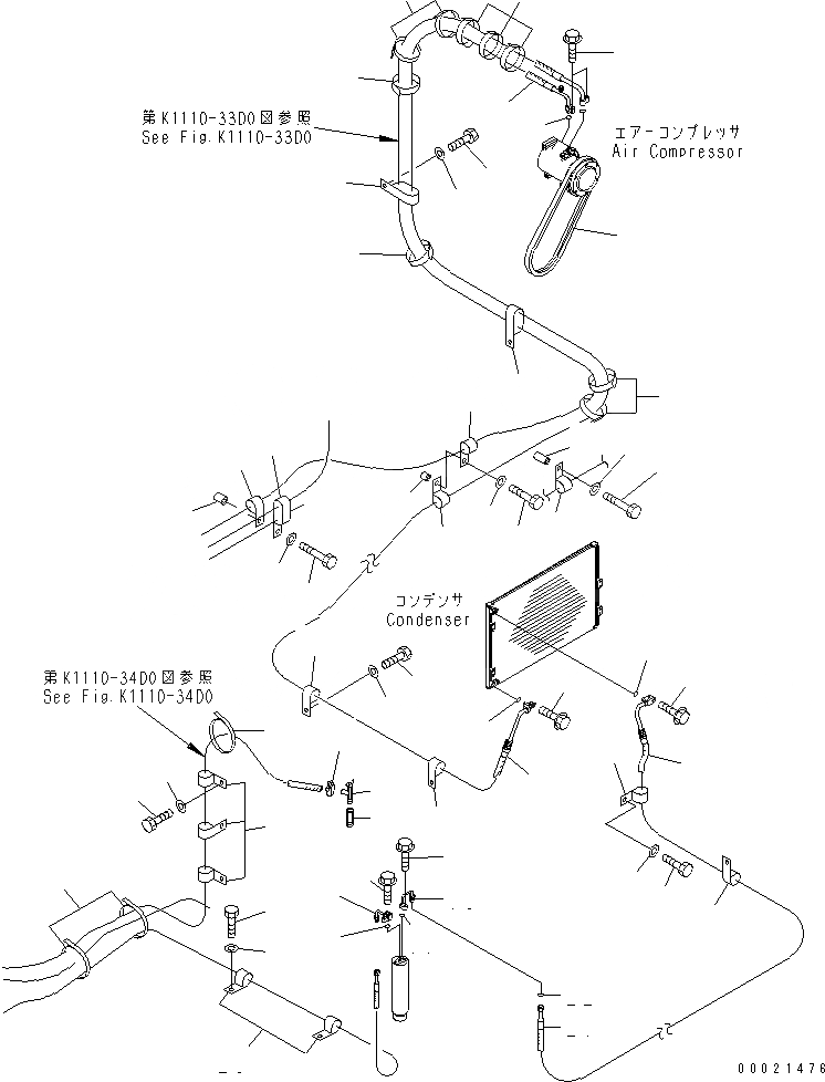 Схема запчастей Komatsu PC220LC-7 - КОНДИЦ. ВОЗДУХА (ШЛАНГИ)(№-) КАБИНА ОПЕРАТОРА И СИСТЕМА УПРАВЛЕНИЯ