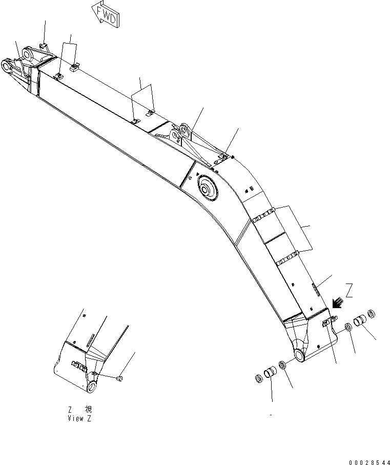 Схема запчастей Komatsu PC220LC-7 - СТРЕЛА УСИЛЕНН. (СИСТЕМА СМАЗКИ 100 ЧАС.)(№9-) РАБОЧЕЕ ОБОРУДОВАНИЕ