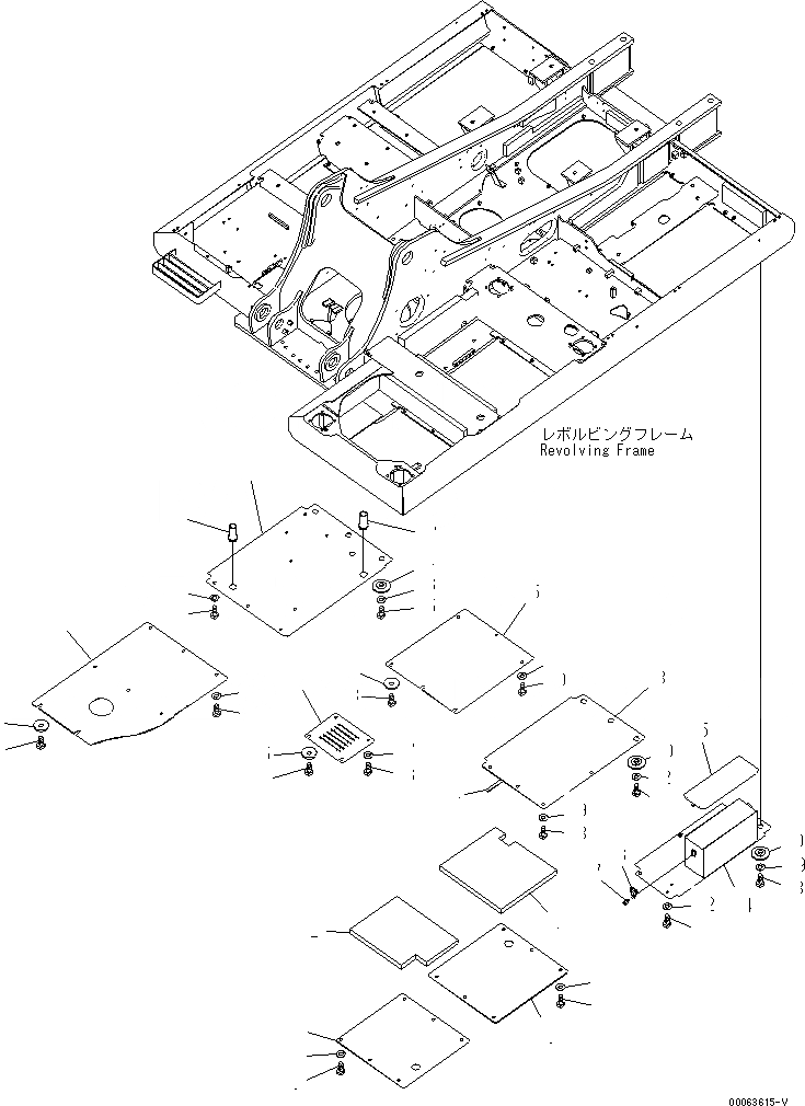 Схема запчастей Komatsu PC220LC-8 - НИЖН. КРЫШКА (ДЛЯ ТОПЛИВН. REFILL НАСОС)(№7-) ЧАСТИ КОРПУСА