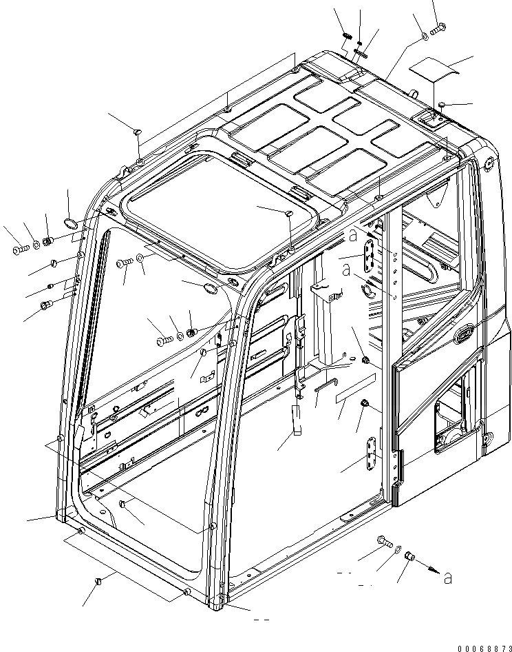 Схема запчастей Komatsu PC220LC-8 - КАБИНА (ЗАГЛУШКА БОЛТ И GALEO ПЛАСТИНА) КАБИНА ОПЕРАТОРА И СИСТЕМА УПРАВЛЕНИЯ