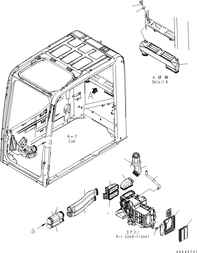 Схема запчастей Komatsu PC220LC-8 - КАБИНА (КАБИНА IN ЧАСТИ) (ВОЗДУХОВОД) (С КОНДИЦИОНЕРОМ) КАБИНА ОПЕРАТОРА И СИСТЕМА УПРАВЛЕНИЯ