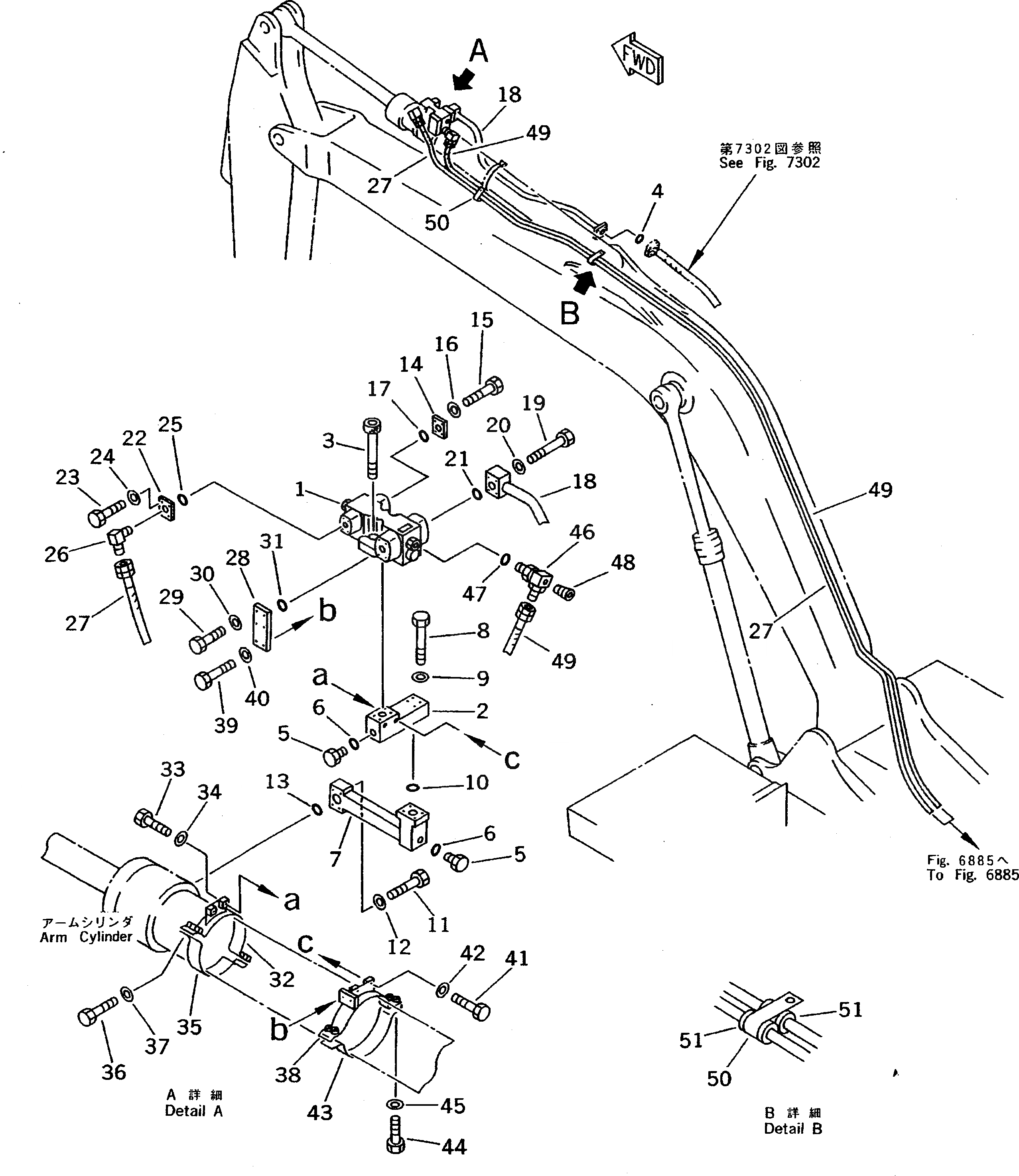 Схема запчастей Komatsu PC220LC-5 - ЦИЛИНДР РУКОЯТИЛИНИЯ ЗАКРЫВАЮЩЕГО КЛАПАНА (НАВЕСН. ОБОРУД) (REXROTH) РАБОЧЕЕ ОБОРУДОВАНИЕ
