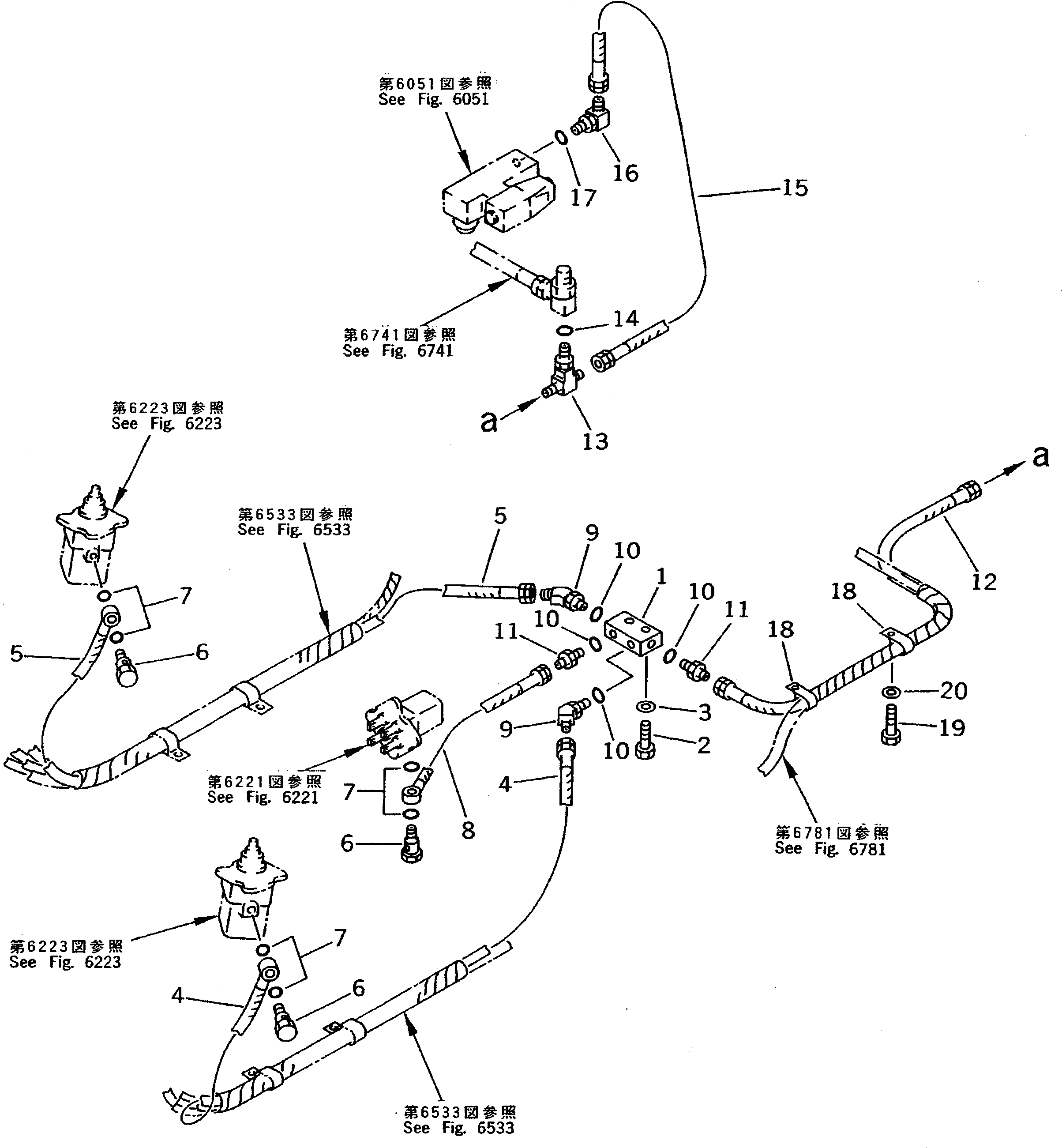 Схема запчастей Komatsu PC220LC-5 - P.P.C. КЛАПАН ВОЗВРАТ. ТРУБЫ (ДЛЯ УДЛИНН. РЫЧАГ УПРАВЛ-Е)(№-) УПРАВЛ-Е РАБОЧИМ ОБОРУДОВАНИЕМ