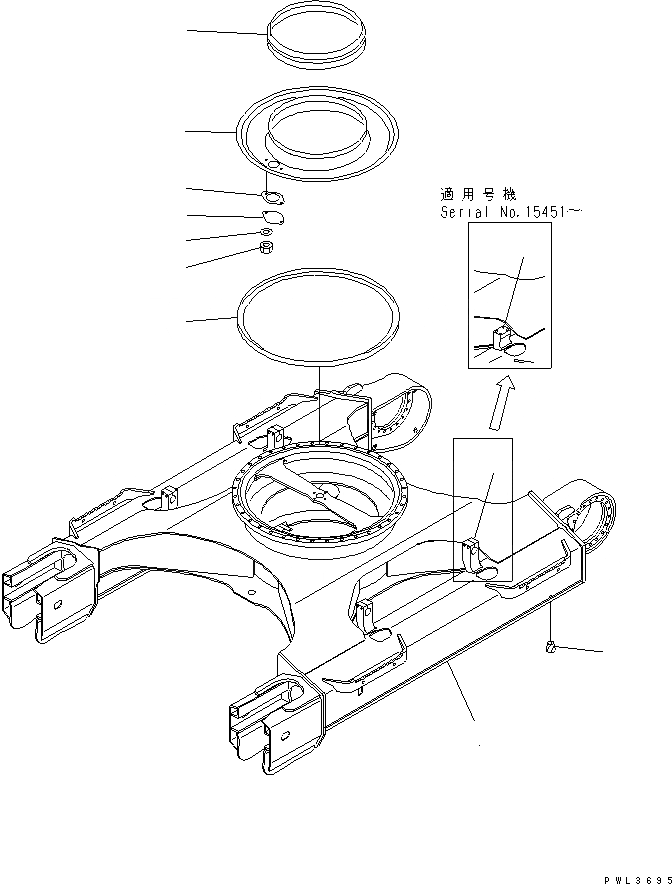 Схема запчастей Komatsu PC228US-2J - ГУСЕНИЧНАЯ РАМА (С КРЫШКОЙ) (ДЛЯ ЕС)(№-) ХОДОВАЯ