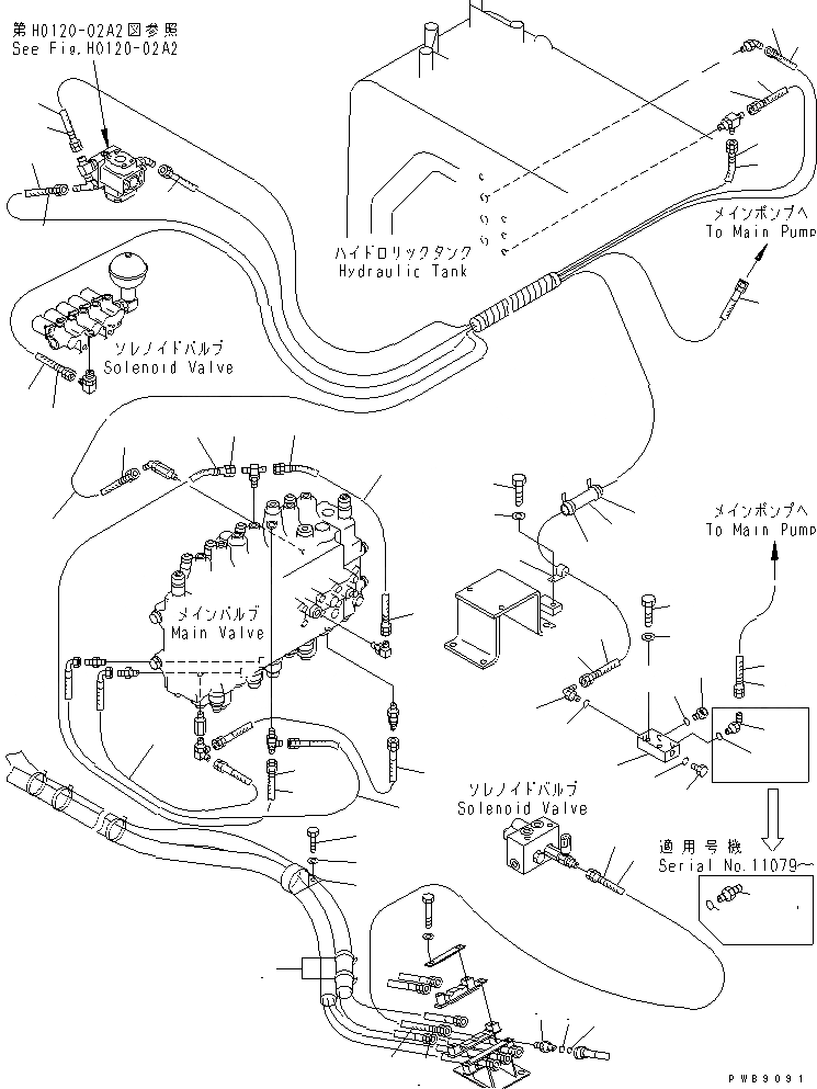 Схема запчастей Komatsu PC228US-1 - ОСНОВН. ЛИНИЯ PPC (ШЛАНГИ) ( АКТУАТОР) (ДЛЯ MONO СТРЕЛА) ГИДРАВЛИКА