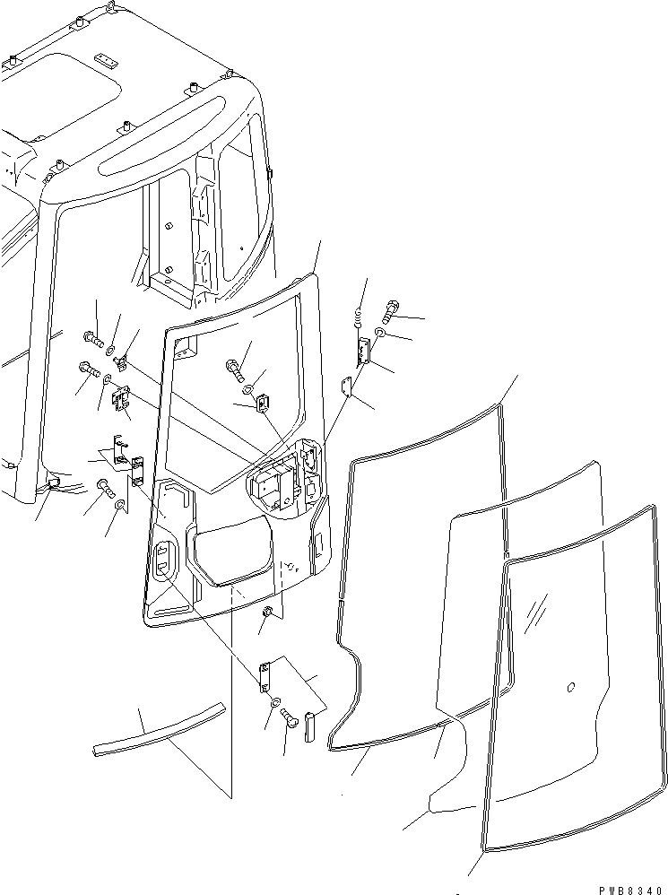 Схема запчастей Komatsu PC228US-1 - КАБИНА (ДВЕРЬ)(№-9) КАБИНА ОПЕРАТОРА И СИСТЕМА УПРАВЛЕНИЯ