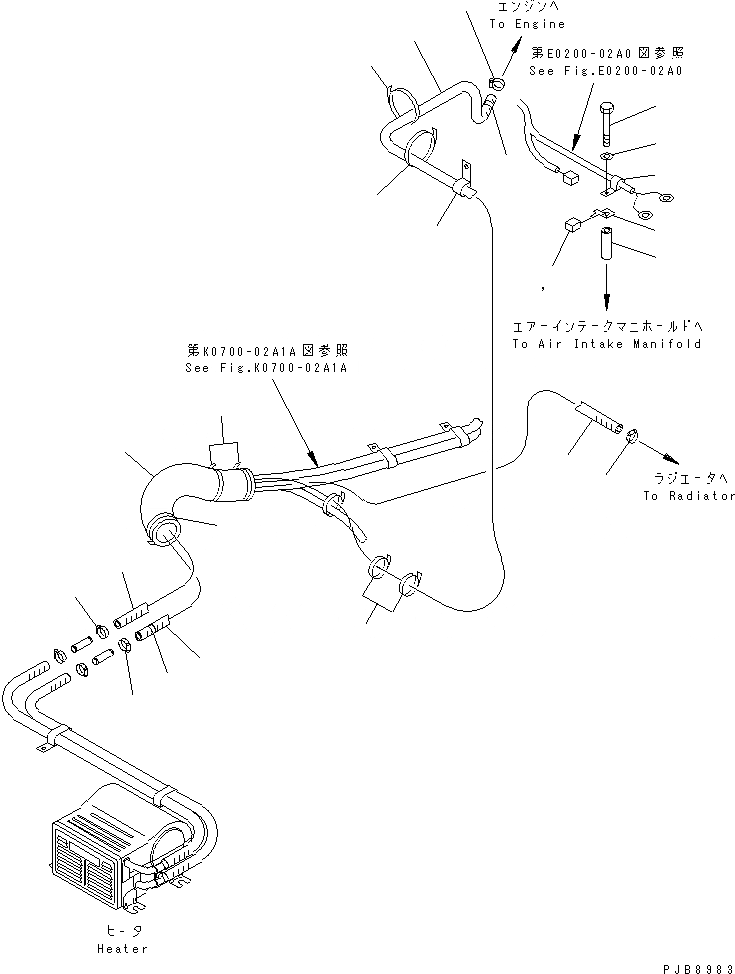 Схема запчастей Komatsu PC228US-1 - ОБОГРЕВАТЕЛЬ. (БЛОК) КАБИНА ОПЕРАТОРА И СИСТЕМА УПРАВЛЕНИЯ