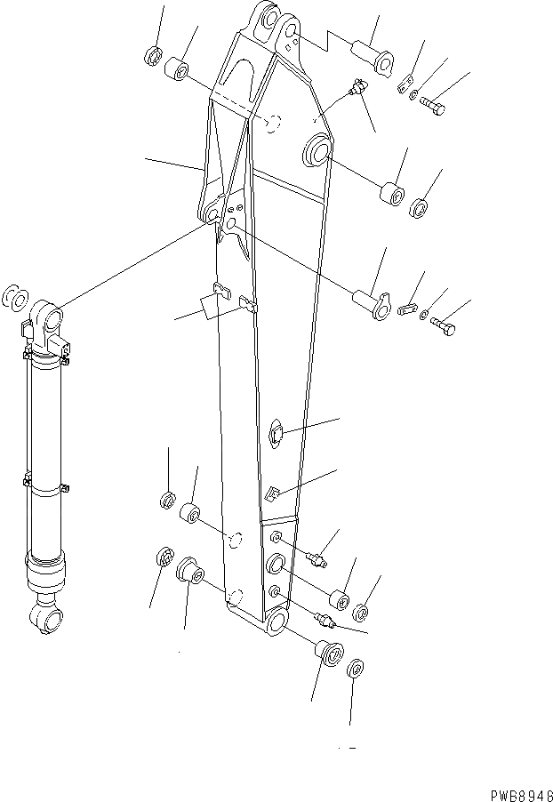 Схема запчастей Komatsu PC228US-1 - РУКОЯТЬ (.9M) ( АКТУАТОР) (УСИЛ.) РАБОЧЕЕ ОБОРУДОВАНИЕ