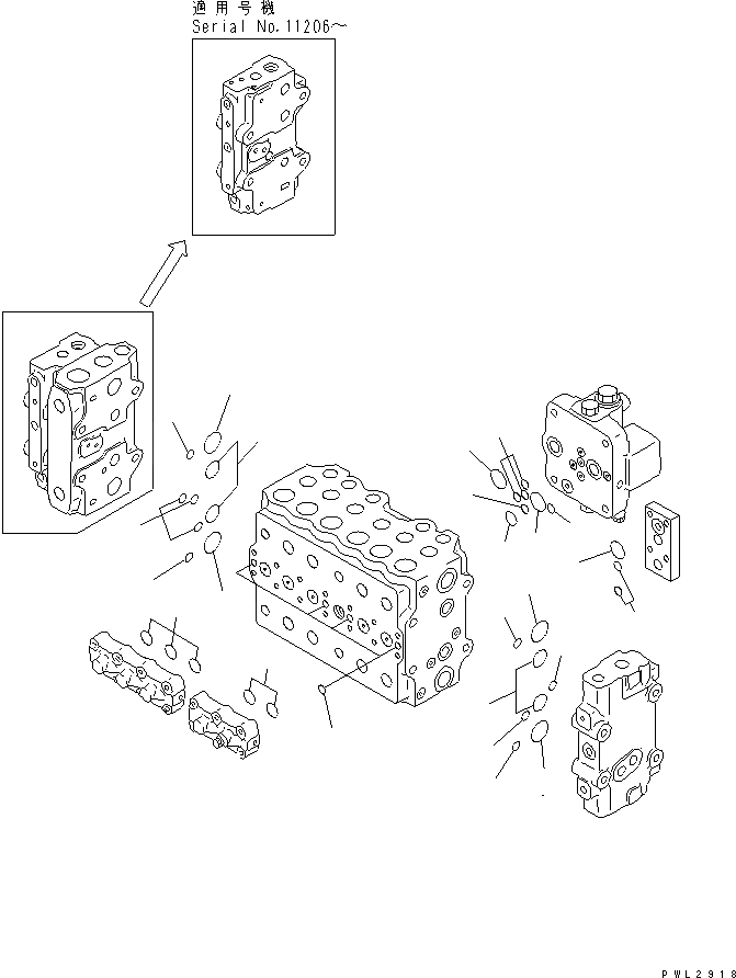 Схема запчастей Komatsu PC228US-1 - ОСНОВН. КЛАПАН (-АКТУАТОР) (/) (ДЛЯ MONO-СТРЕЛА) ОСНОВН. КОМПОНЕНТЫ И РЕМКОМПЛЕКТЫ
