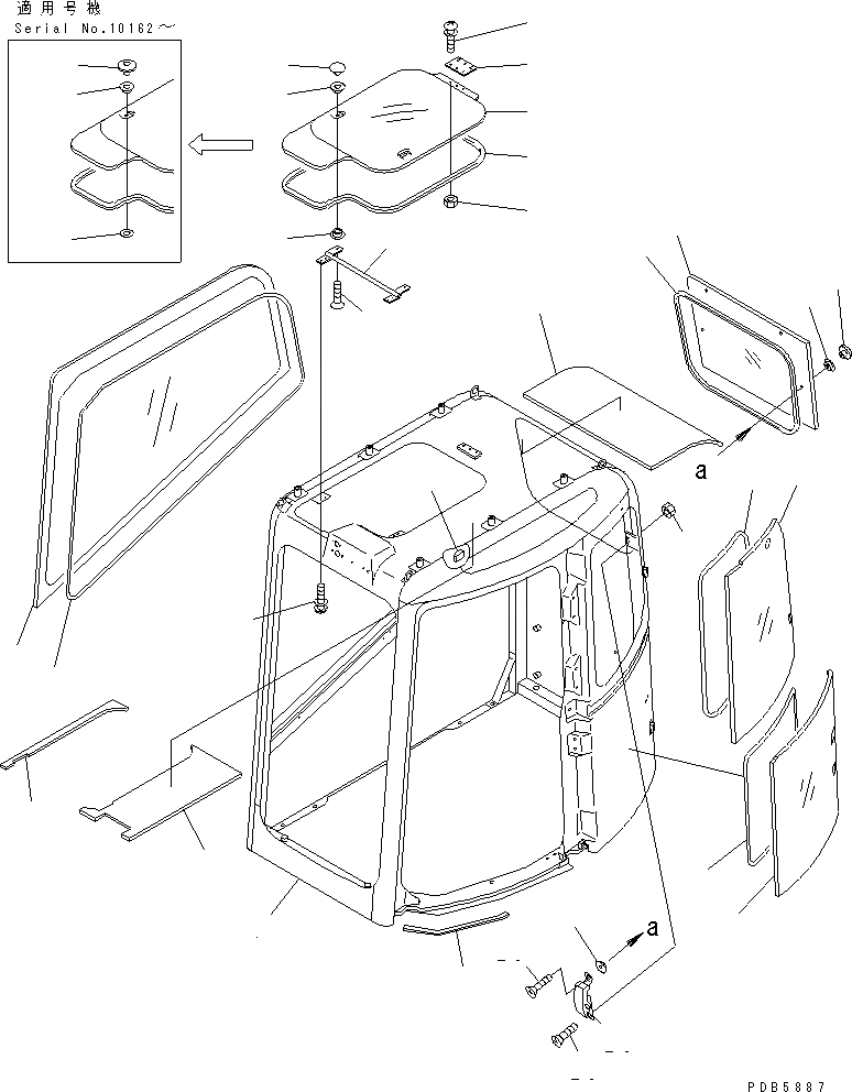 Схема запчастей Komatsu PC228UU-1-TN - КАБИНА(№-7) ОСНОВН. КОМПОНЕНТЫ И РЕМКОМПЛЕКТЫ