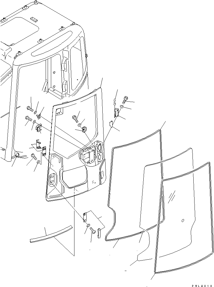Схема запчастей Komatsu PC228UU-1-TN - КАБИНА (ДВЕРЬ)(№-7) ОСНОВН. КОМПОНЕНТЫ И РЕМКОМПЛЕКТЫ