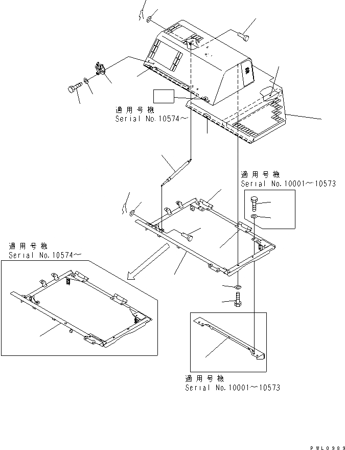 Схема запчастей Komatsu PC228UU-1-TN - КАПОТ (КАПОТ) (/)(№-7) ЧАСТИ КОРПУСА