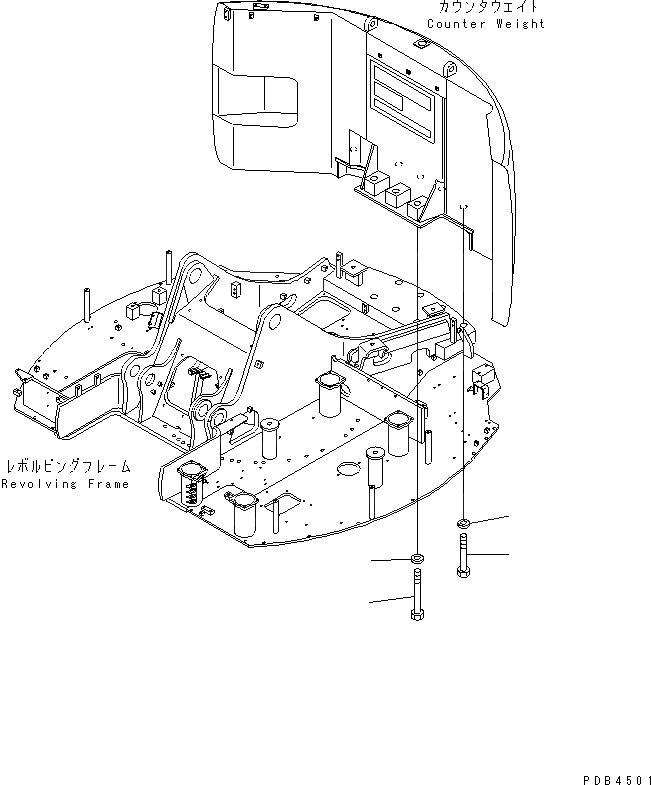 Схема запчастей Komatsu PC228UU-1-TN - КРЕПЛЕНИЕ ПРОТИВОВЕСА(№-7) ЧАСТИ КОРПУСА