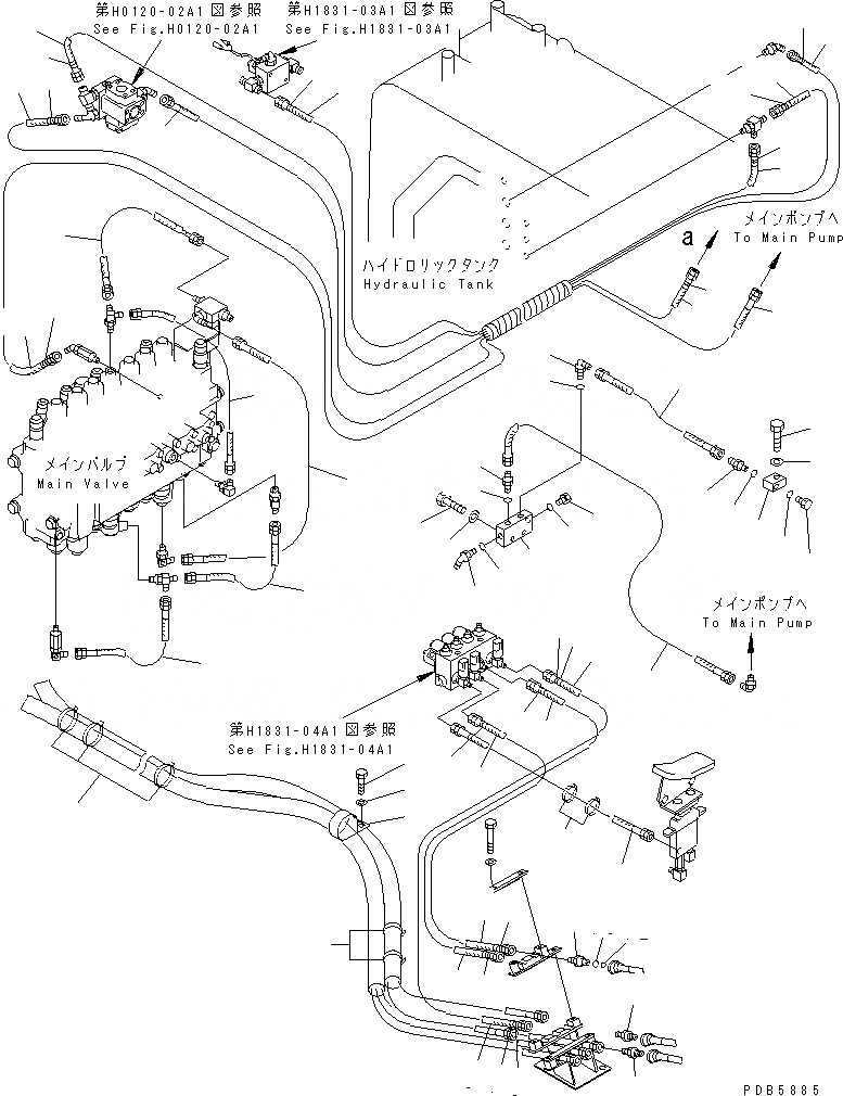 Схема запчастей Komatsu PC228UU-1 - ОСНОВН. ЛИНИЯ PPC (ШЛАНГИ) (ДЛЯ OFFSET СТРЕЛА)(№-7) ГИДРАВЛИКА